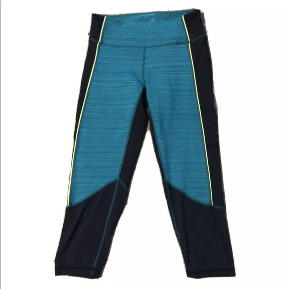 Zella‎ turquoise and mesh workout capris Sz Small - Picture 1 of 11